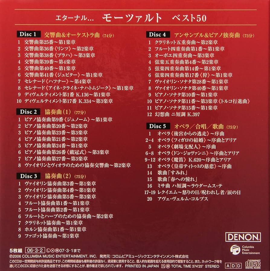 Amazon.co.jp: モーツァルト生誕250年記念 エターナル:モーツァルト